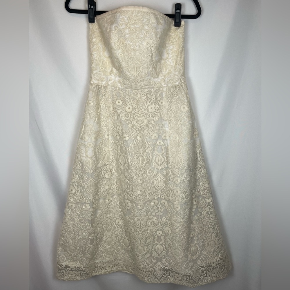 Sea New York Midi Embroidered Strapless A Line Dress